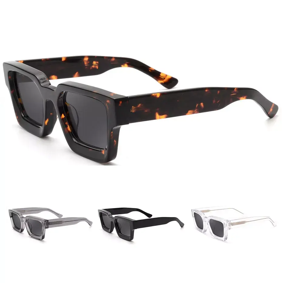Солнечные очки в стиле ретро для мужчин и женщин, роскошные дизайнерские солнцезащитные поляризационные квадратные, в ацетатной оправе
