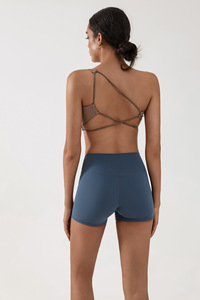 Chaleco sin mangas de un hombro personalizado para mujer, <span class=keywords><strong>camiseta</strong></span> sin mangas deportiva Sexy sin espalda <span class=keywords><strong>con</strong></span> almohadillas para sujetador, sujetador de secado rápido para Yoga y Pilates - Product Image 4