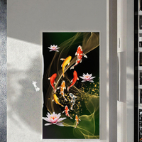 Peinture sur toile Art Déco moderne, motif nature morte de carpes Koi et poissons rouges porte-bonheur, avec vase mural, affiches d'art, pour décoration de chambre et de maison