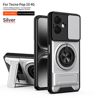 Nouvelle conception de support de charge magnétique sans fil, étui de protection pour téléphone portable Tecno POP 10 4G Smart 10 avec fenêtre coulissante