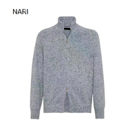 Cardigan en cachemire/laine tricoté de luxe pour homme 2025, chaud pour l'hiver, avec double fermeture éclair YKK et col semi-montant, pull tendance