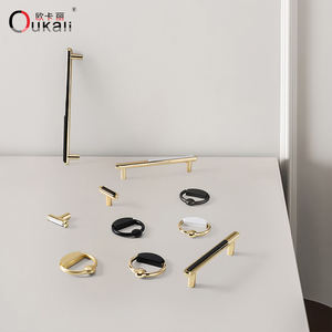 Oukkali grosir furnitur seng logam campuran lemari kabinet dapur menarik hitam putih emas Laci kabinet pegangan kenop pintu - Product Image 3