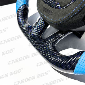 닷지 챌린저 차저 RT 듀랑고 SRT 지프 체로키 트랙호크 헬캣용 LED 블루 가죽 스포츠 카본 파이버 스티어링 휠 - Product Image 4