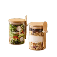 Bocaux de conservation en verre hermétiques avec couvercle et cuillère en bambou, verre borosilicate de haute qualité pour grains de café, récipients alimentaires de cuisine