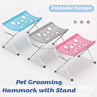 Hamac de toilettage pour animaux de compagnie, pliable, suspendu, pour chien et chat, avec support en métal