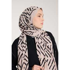 <b>Black</b> V-Shape Stone Pattern <b>Scarf</b> with Pure Tone Traditional Muslim Clothing Accessory - Product Image 4