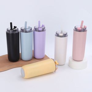 Gobelet isotherme de voyage en acier inoxydable à double paroi avec logo personnalisé, 280/480 ml, avec paille - Product Image 3