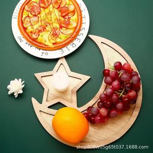 Bandeja Creativa de Madera con Forma de Estrella y Luna, Color Madera Natural, Plato para Servir Aperitivos, Frutas, Pasteles, Pan, Plato para Mesa Ly0106 - Product Image 3