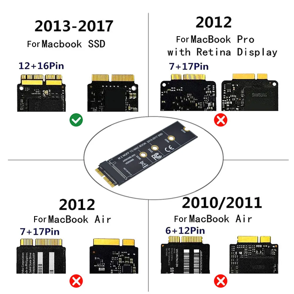 TISHRIC AIRNVME-N02 VER006S M.2 NVME Key-M Adapter PCIE antarmuka SSD kartu Riser untuk MAC Book 2013-2017 M.2 NGFF dikirim Air"