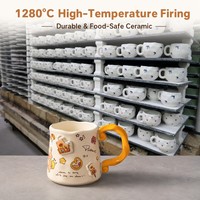 Tasse à café en céramique 3D de 18 oz avec poignée torsadée irrégulière, tasse à lait en porcelaine gaufrée motif dessin animé, coffret cadeau, tasses pour couple
