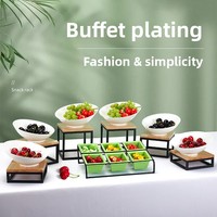 Table de buffet en bois de style chinois, plateau à salade de fruits, bol à plats froids, support à assaisonnements pour hot pot, présentoir alimentaire pour table de pause-café