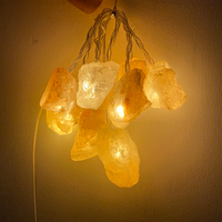 Lampe de sel de l'Himalaya naturelle USB, 600G, en pierre de cristal rose, sculptée, toucher réel, pour décoration intérieure de Noël