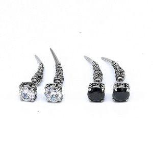 Pendientes yunnique con forma de púa, diseño de colmillos, color blanco y negro, estilo geométrico, joyería de moda - Product Image 2