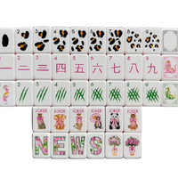 Tuiles de Mahjong Américaines à Motif Léopard Animal Sauvage, Imprimées UV, Gravées, Effet Marbre, pour Jeu de Table Familial en Intérieur