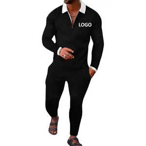 Hot Selling Autumn Jogging Sportswear Tracksuit Polo Shirt And Long Pants 2 Piece Suits Custom Casual Men Sets