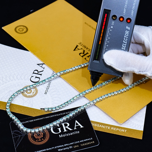 Thiết kế mới xingyue đồ trang sức mỹ S925 Sterling Silver Tennis Vòng cổ màu xanh màu xanh lá cây moissanite đá quý với kim cương Loại chuỗi - Product Image 3