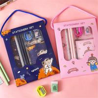 Lot de 6 trousses de papeterie créatives en carton, plastique et bois, écologiques, avec motifs de Noël, pour l'école