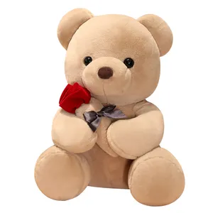 25cm Rose in Hand Cute Teddy Bear custom doll for Valentines Day Plush Toy