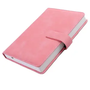 100% 回收FSC认证定制粉色A5皮革记事本带磁扣的行政笔记本