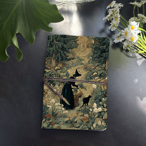 Cahier A6 fait <span class=keywords><strong>à</strong></span> la main Pages remplaçables papier Vintage épais essentiel pour les pros de bureau avec <span class=keywords><strong>sorcière</strong></span> chat noir forêt herbes <span class=keywords><strong>imprimer</strong></span> - Product Image 1