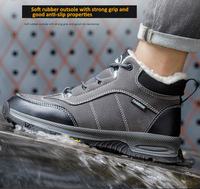 Chaussures de sécurité chaudes d'hiver à embout d'acier, doublées de fausse fourrure, semelle intermédiaire anti-perforation en Kevlar, semelle extérieure en caoutchouc antidérapante, bottes de travail