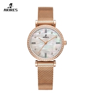 Montre à quartz pour femmes, cadran en nacre, étanche 5 ATM, logo personnalisé, montre sertie de diamants
