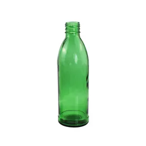 Wholesale empty 450ml 15oz round green glass vinegar acid beverage bottle with lid for Liquids juice soda