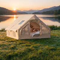 Tente de glamping gonflable personnalisée avec fenêtre panoramique, cabane pneumatique portable imperméable pour 4-5 personnes, idéale pour la plage et le camping familial
