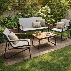 Ensemble <span class=keywords><strong>de</strong></span> canapés d'extérieur modernes <span class=keywords><strong>4</strong></span> pièces, mobilier <span class=keywords><strong>de</strong></span> jardin pour <span class=keywords><strong>balcon</strong></span> et terrasse, marché européen - Product Image 3