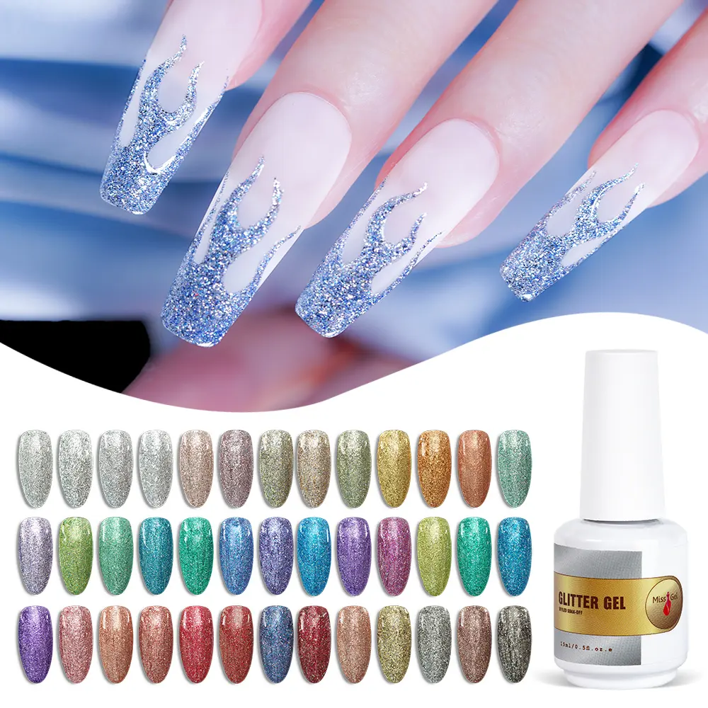 Reflective Gel High Quality Wholesale Custom Nail Supplies Natural UV Nail Glitter Color Gel Polish