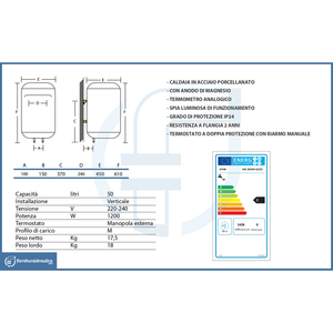 Scaldabagno Elettrico Verticale Aton 50lt con Serbatoio in Acciaio Inox, Spina USA, per Uso Esterno, Domestico e Alberghiero, 2 Anni di Garanzia - Product Image 2