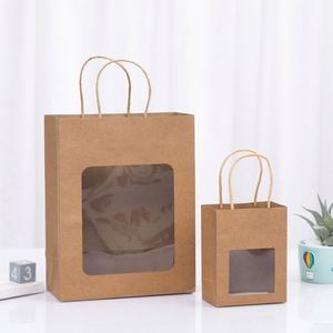 Bolsa de regalo con ventana, bolsa de papel para bodas y festividades, venta al por mayor, transparente, fabricante, papel kraft, personalizable - Product Image 6