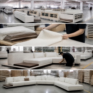Espacioso Sofá Minimalista de Tela para Salón |   Sofá Modular de Múltiples Asientos con Cojines Desmontables para Sala de Estar Familiar o Uso en Villas - Product Image 6