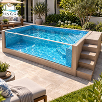 Piscine modulaire préfabriquée sur mesure de 20 pieds ou 40 pieds, style maison, avec cascade, grande fenêtre en verre, piscine extérieure, spa