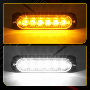 AUXITO 4PCS 6LED Feux de signalisation stroboscopiques ambre et blanc pour camion 12-24V - Product Image 1