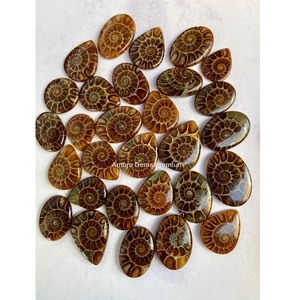 Cabochon en forme de mélange d'ammoniaque naturelle Pierre précieuse en vrac pour la fabrication de bijoux Pierre polie en spirale marron unique - Product Image 1