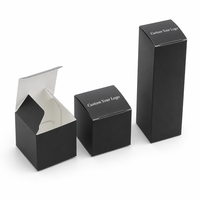 Boîte pliante carrée noire mate personnalisée, boîte tube mince, intérieur blanc, emballage CMYK pour cosmétiques et produits de beauté