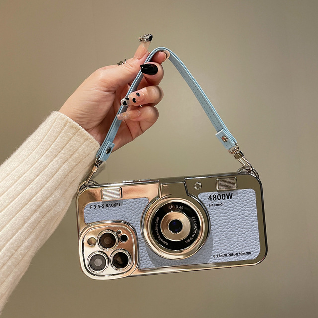 Retro Camera Design 3D TPU Shockproof Electroplated Mobile Phone Case for 17/16/15/14/13/12/11 Pro Max/14 Plus