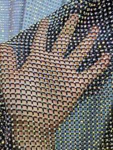 Chanceux direct usine pas cher qualité 1.5 mètre strass maille tissu strass tissu net maille avec plein strass pour danci - Product Image 4