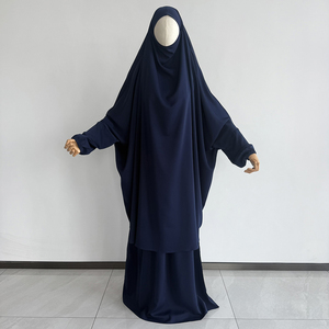 Set da Preghiera Modesto Nida per Eid e Ramadan, Khimar Fatto a Mano, Niqab in 2 Pezzi con Gonna a Coulisse e Tasche, Vendita all'Ingrosso per Musulmane, in Poliestere - Product Image 4