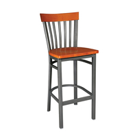 Tabouret de bar industriel en métal avec assise en bois, chaise de comptoir moderne pour bistrot, tabouret de bar vintage pour restaurant, mobilier de salle à manger pour café