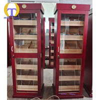 Vitrine de présentation de cigares de luxe, écologique et recyclable, avec revêtement en cèdre espagnol et éclairage LED ambre, pour boutiques de tabac haut de gamme et centres commerciaux