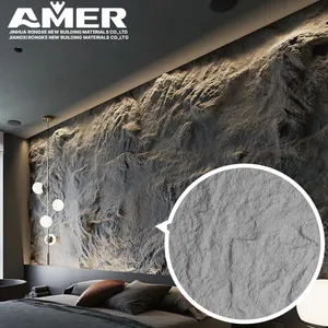 Amer 1200*600mm preço de fábrica parede pu artificial pedra folheado textura folhas parede decoração travertino painéis tijolos ao ar livre