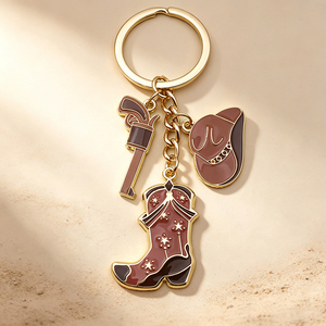 3D Embossed Western Cowboy <b>Keychain</b> Zinc Alloy Metal Cowboy Hat Key Ring <b>Custom</b> Logo Souvenir Key Accessories - Product Image 4