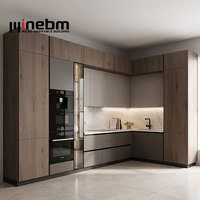 Ensemble d'armoires de cuisine classiques de luxe en bois massif, design personnalisé, couleur cerisier rouge, entièrement en bois naturel