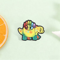 Épinglette en émail Crayon Dinosaure, badge métallique décoratif pour sac à dos, veste, sac, accessoire de mode quotidien, ornement