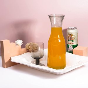 Dispensador de jarra de vidrio para bebidas, jarra transparente para Mimosa Bar, agua, vino, leche y zumo con tapas de plástico, 1000ml, 500ml - Product Image 6