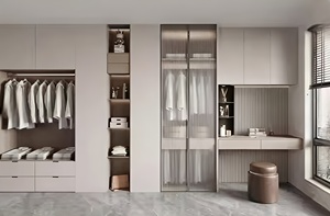 ประตูตู้เสื้อผ้าไม้จริง ไม้เอ็มดีเอฟ ไม้อัด ตู้เสื้อผ้าทันสมัย ห้องนอน โรงแรม วอลล่า - Product Image 4