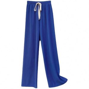 Nouveau pantalon large femme printemps-été taille haute à plis tombants décontracté coupe droite ample avec cordon de serrage - Product Image 2