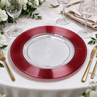 Assiettes de présentation rondes de luxe en acrylique transparent de 13 pouces, sous-assiettes décoratives en plastique pour Noël, mariages, banquets et décoration de table de fête